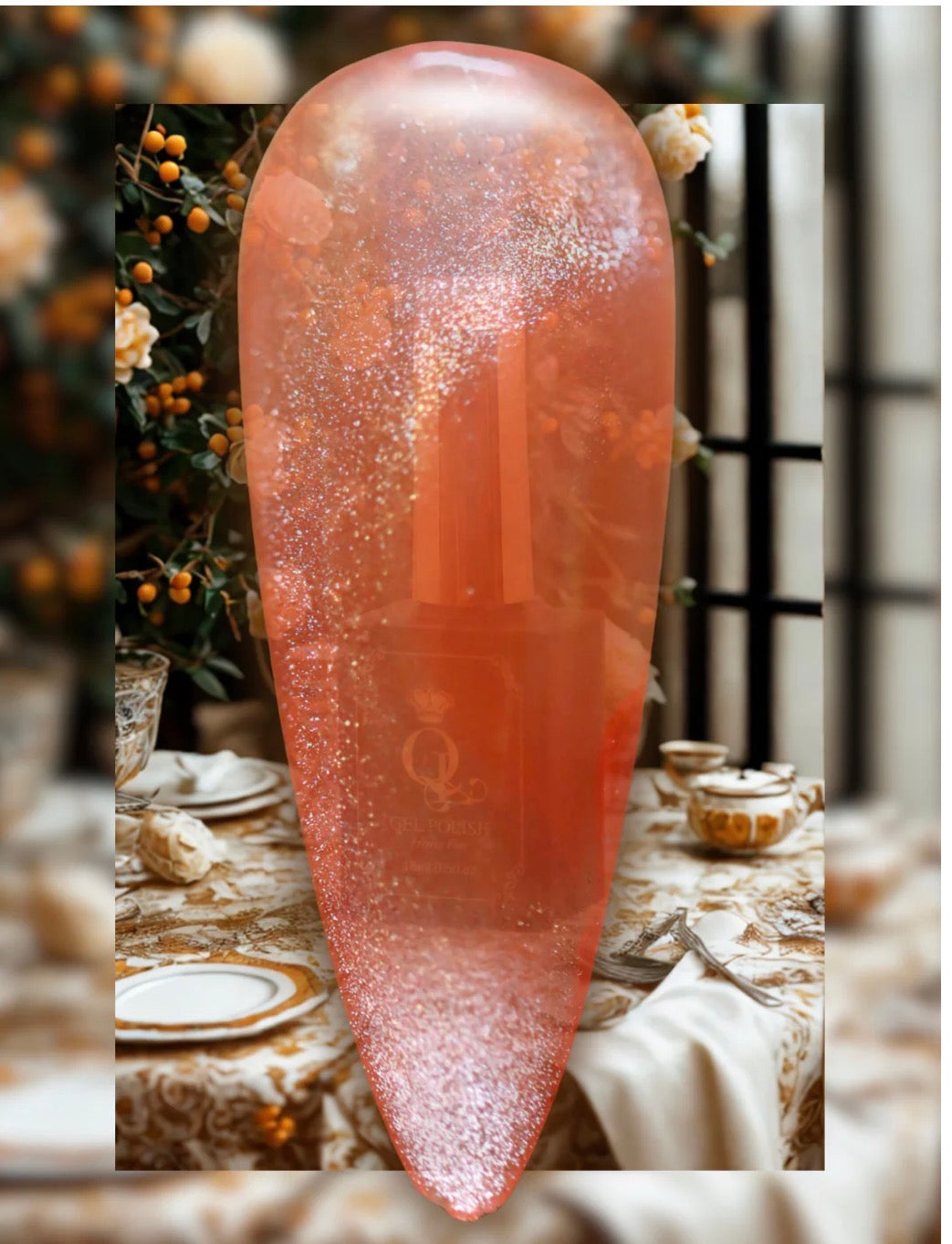"Orange Marmalade
Organza" - - Glass, Crystal Cat Eye Gel