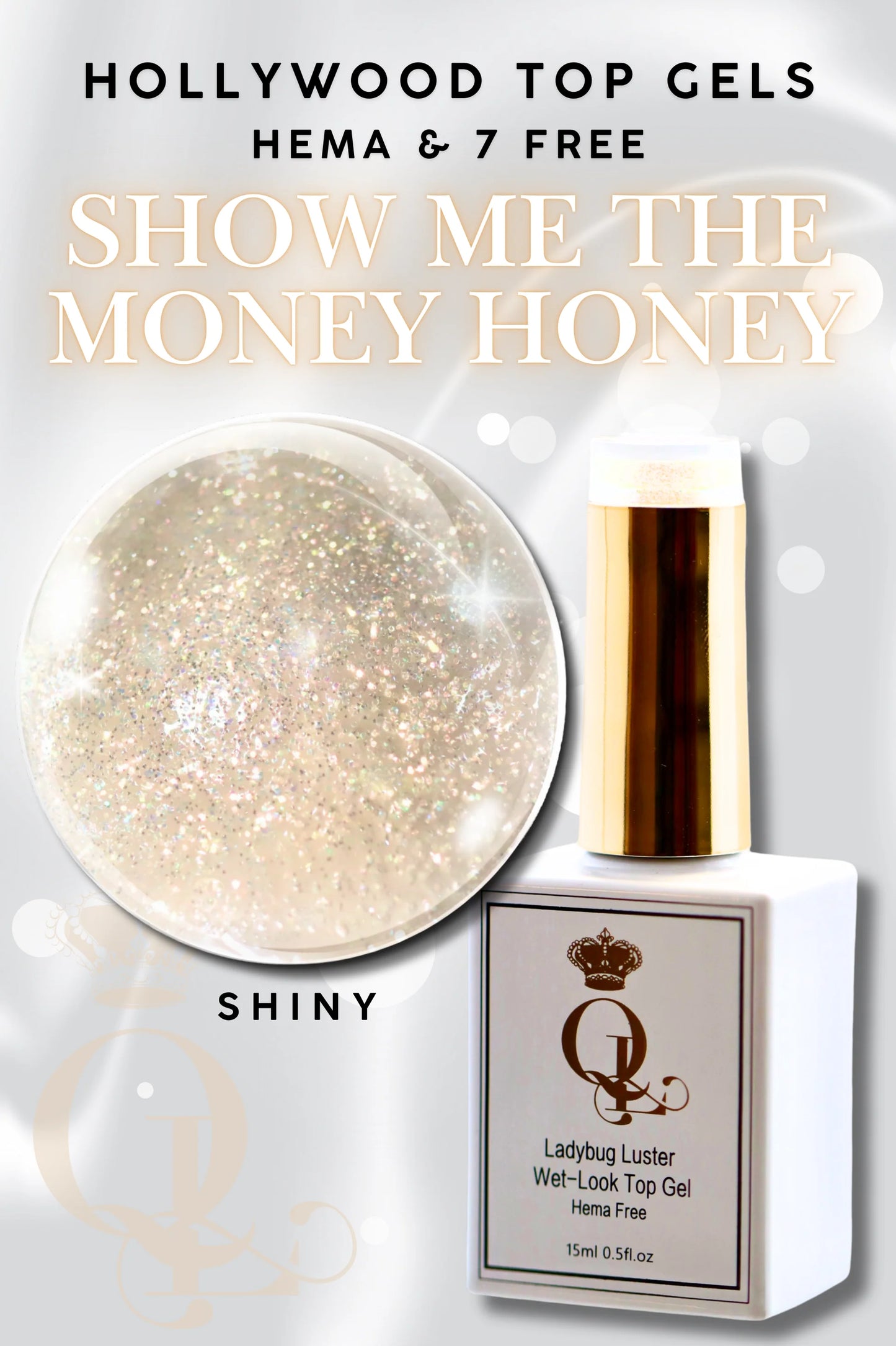 SHINY "Show Me the Money Honey" -- HEMA-FREE Wet-Look Hollywood Top Gel