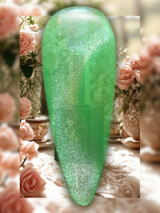"Poplin in Pistachio" --Glass, Crystal Cat Eye Gel
